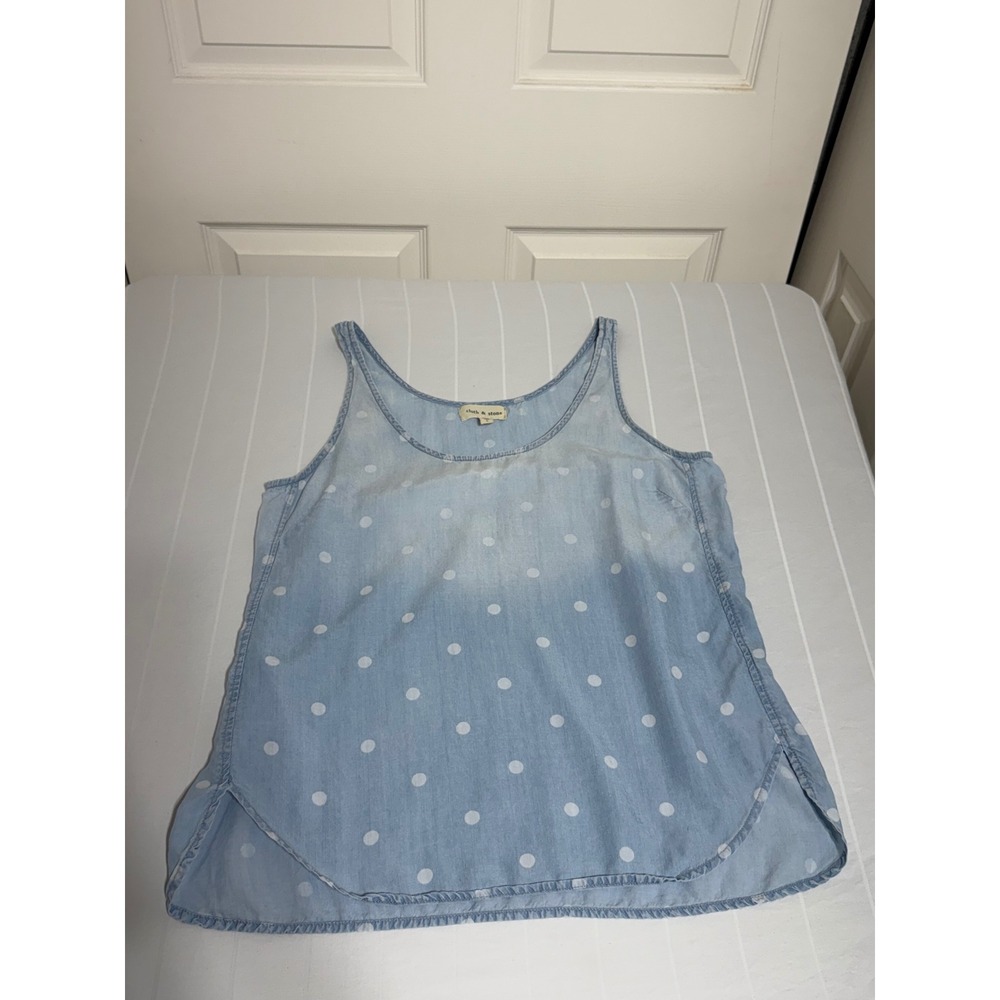Cloth & Stone Womens Blue Polka Dot Tencel Chambray Tank Top C1130-774 L
